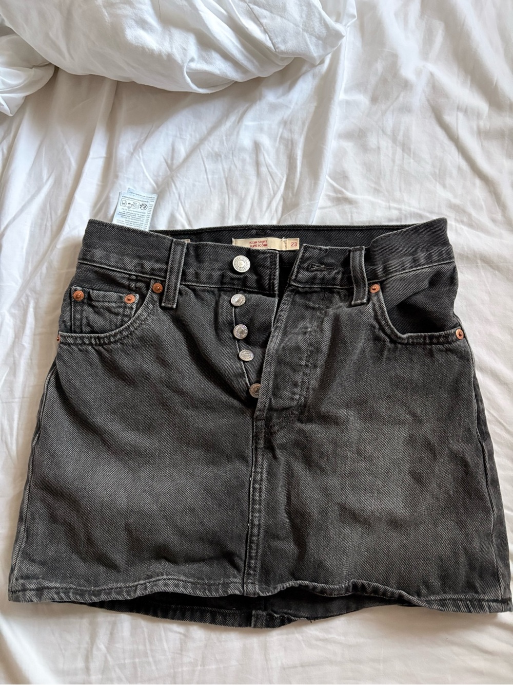 Levi's Black Denim Button-Front Mini Skirt